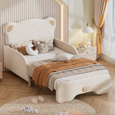 Bellemave® Twin XL Size Upholstered Stretchable Vaulted Sofa Bed with Bear Shaped Headboard - Bellemave